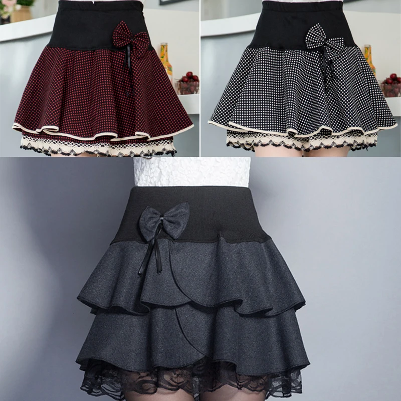 Осенне зимние плотные шерстяные мини юбки в клетку с эластичным поясом Женская