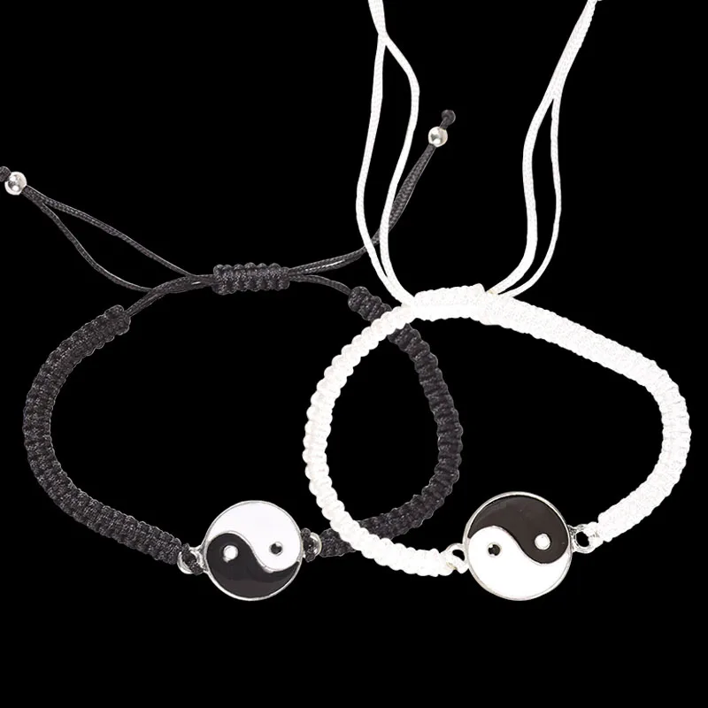 

Fashion Couple Bracelet Retro Tai Chi Gossip Alloy Accessory Braided Rope Hand Chain Best Friend Bff Friendship Jewelry Gift