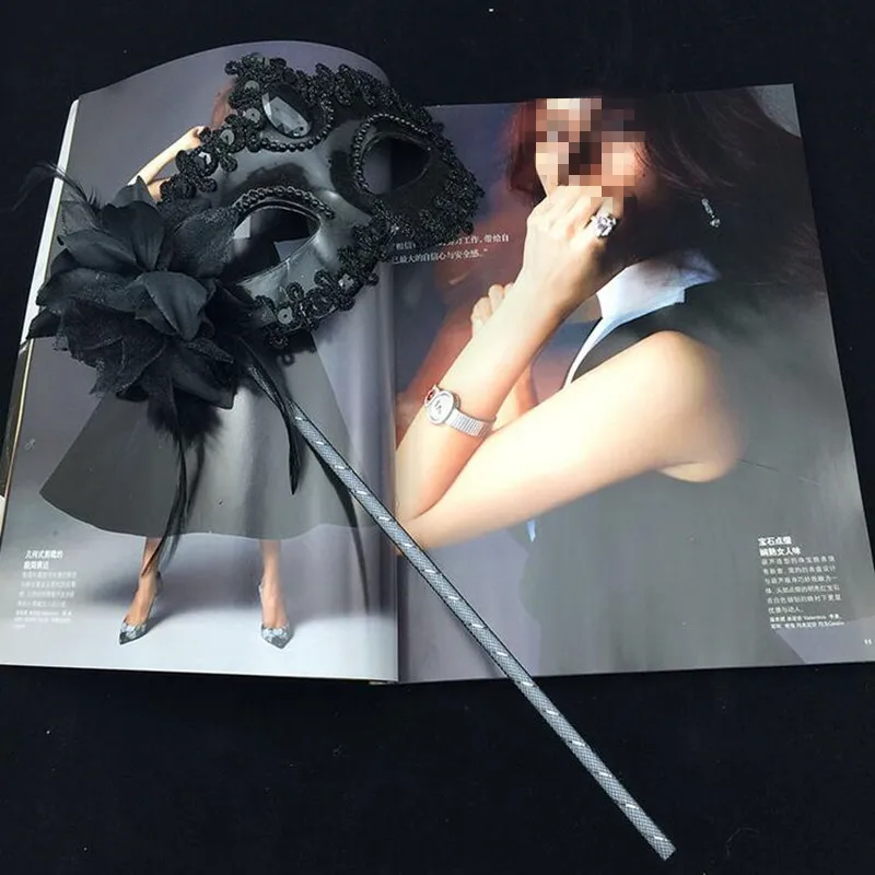 Sexy Flower Masquerade Mask on Stick for Prom Wedding Party Women Costume Venetian Cosplay Masks Handheld Carnival Parade | Дом и сад