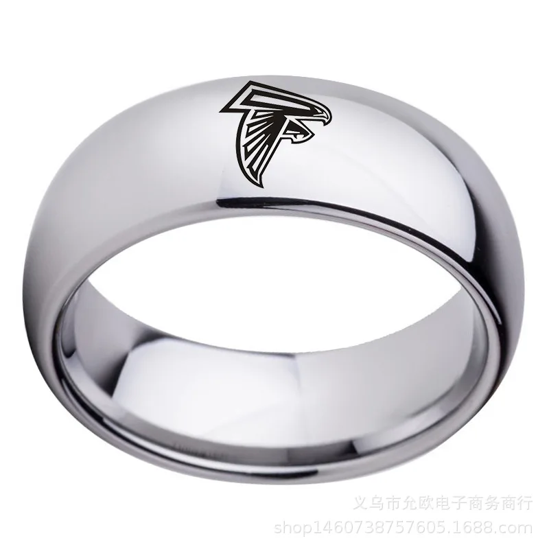 

Football Ruggy Team Sport Logo Stainless Steel Arc Ring Titanium Steel Men's Ring