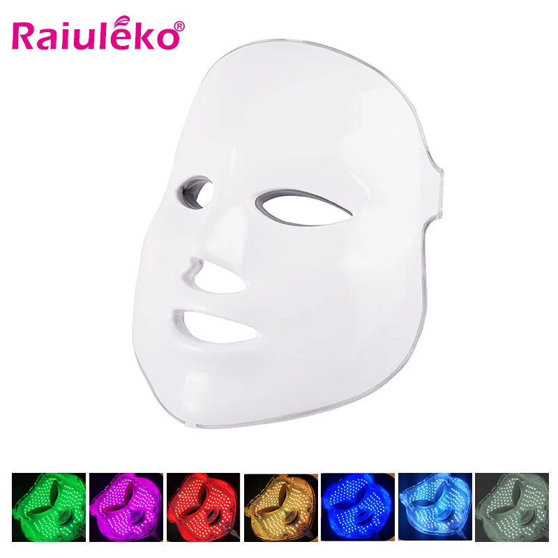 7 цветов светильник светодиодный маска для лица с омоложением шеи уход за кожей