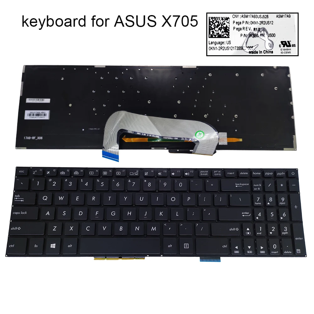 

US backlit keyboard for ASUS VivoBook Pro 17 X705 x705mb x705uf N705 FN N705FD notebook PC keyboards backlight New 0KN1-2R2US12