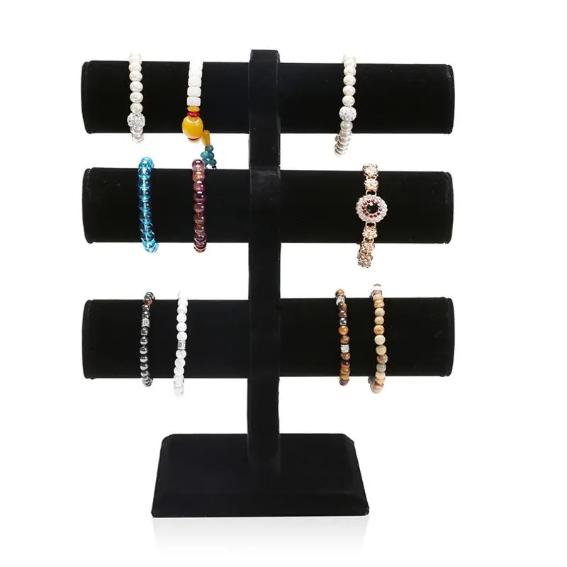 

G2AF Velvet Level T-Bar Bracelet Necklace Jewelry Display Stand for Home Organization
