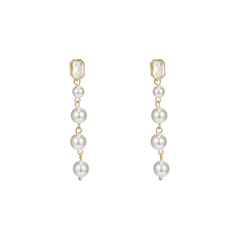 

LOVOACC Korean Spark Rectangle CZ Stone Long Tassel Earrings for Women Gold Color Chains Hanging Dangle Earrings Wedding Jewelry