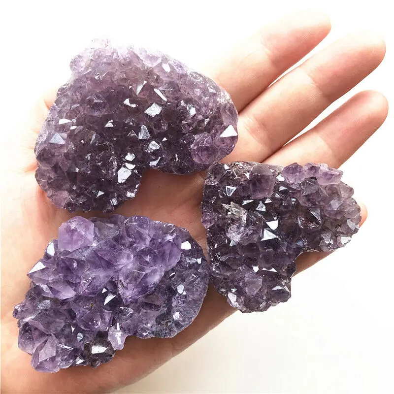 60-80g Natural Amethyst Geode Cluster Quartz Crystal Hand Carved Heart Healing | Дом и сад