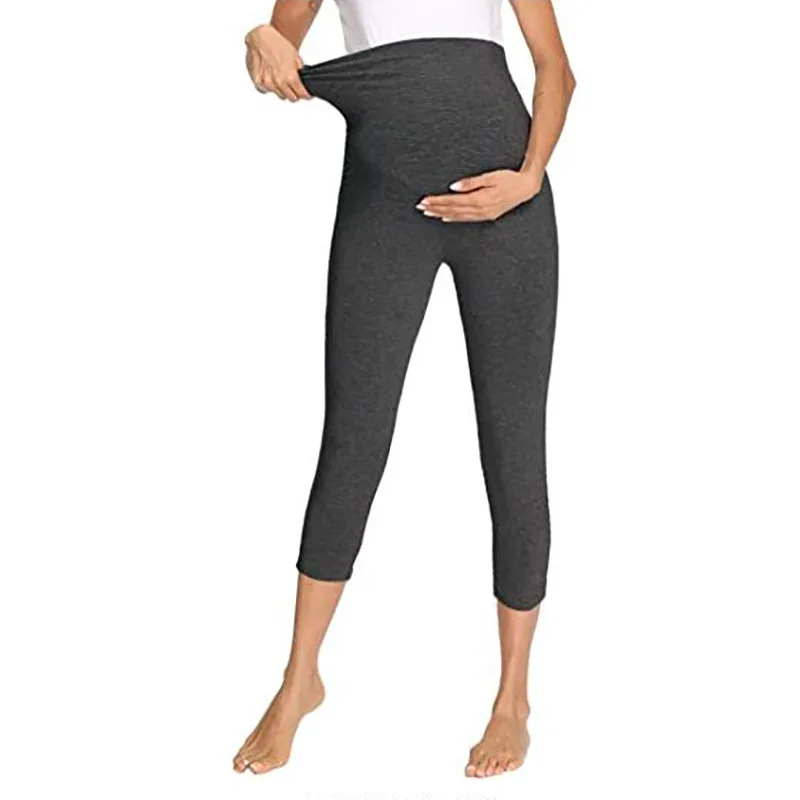 

Maternity Pants Pregnant Woman Abdomen Leggings Pure Color Yoga Sports Pants High Waist Ankle-length Trousers