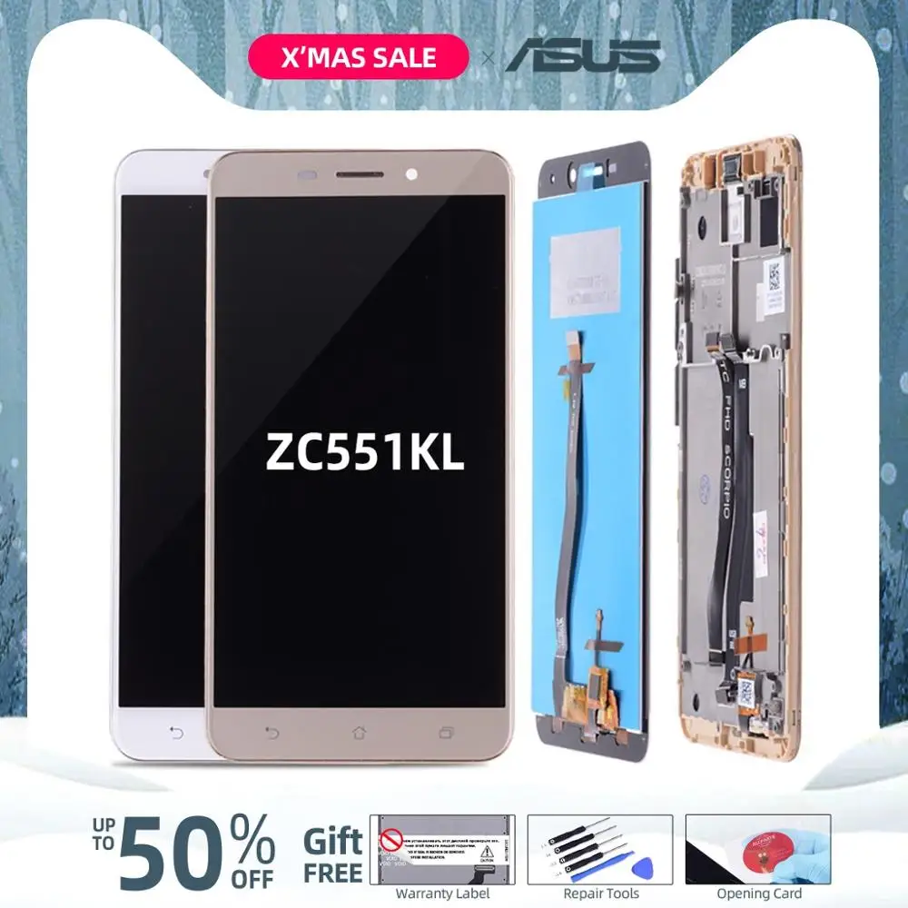 Starde for Asus ZenFone 3 Laser ZC551KL Z01BDC LCD Display Touch Screen Digitizer Assembly with Frame Gold Lcd Replacement Tool