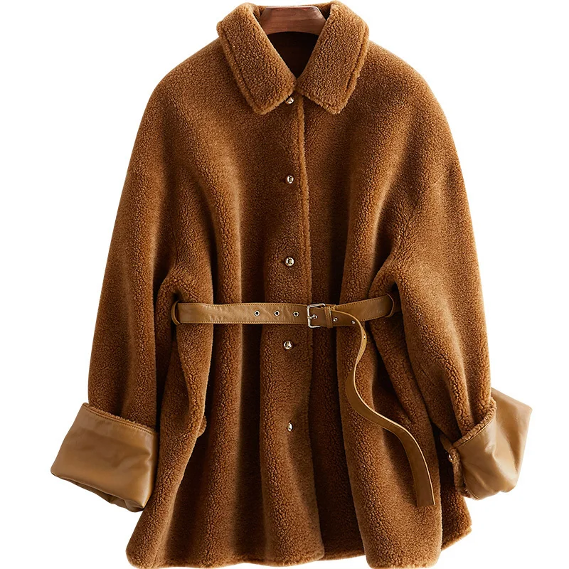 Пальто из натурального меха женская куртка 100% шерсти осенне-зимнее пальто одежда