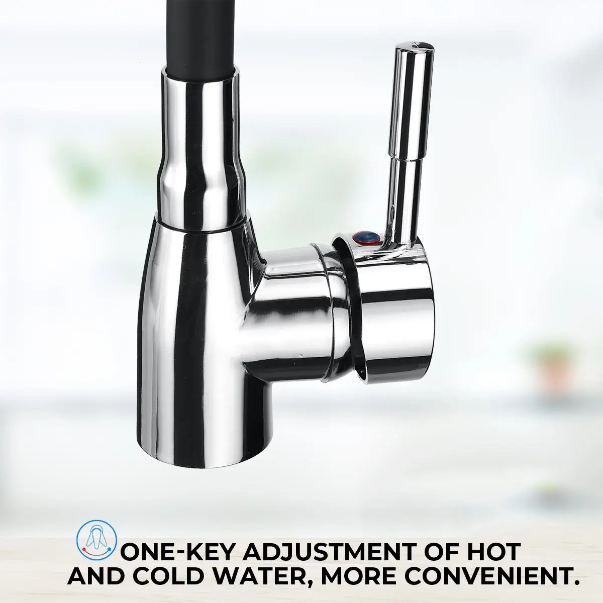 

Polished Chrome Black Single Handle Kitchen Basin Faucet 360Rotating Cold and Hot Water Mixer Tap Torneira Deck Mounted