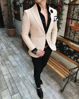 beige mens suit 2 pieces slim fit notched lapel v neck prom derss tuxedo for wedding groomsmen suits men 2019blazerpants