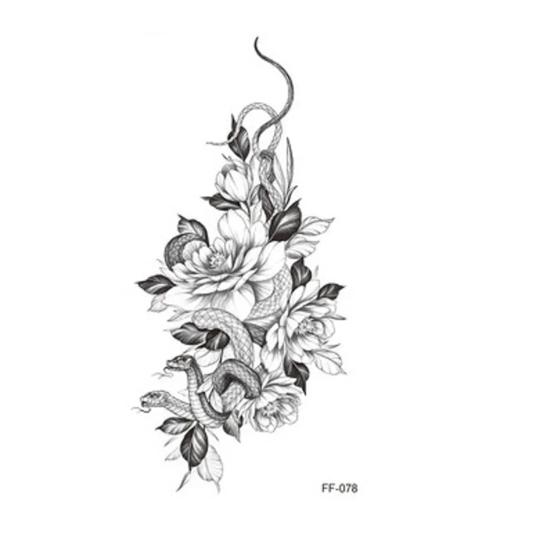 

1 Pcs Body Art Painting Arm Legs Tattoos Sticker Realistic Waterproof Tattoo Sexy Dark Flower Temporary Tattoos For Female