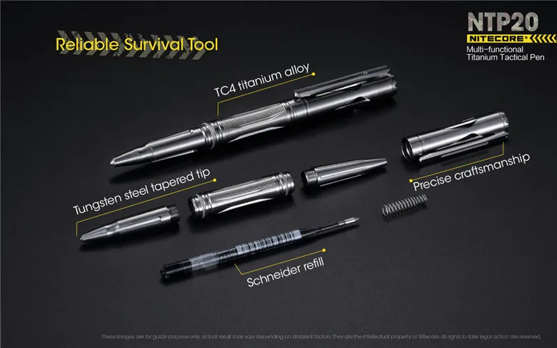 Harga NITECORE NTP20 Pena Taktis Titanium Mesin CNC Dengan Isi Ulang Jerman Untuk Pertahanan Diri Pemecah Kaca Dan Penulisan Harian