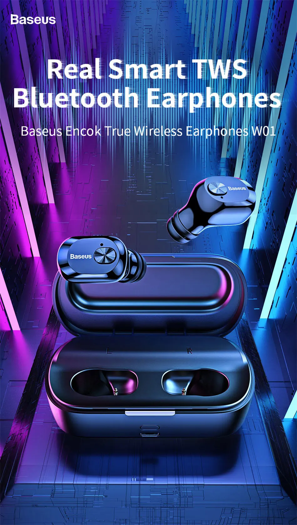 Baseus W01 TWS Bluetooth 5,0 настоящие беспроводные наушники, мини беспроводные наушники с микрофоном, гарнитура для Xiaomi iPhone