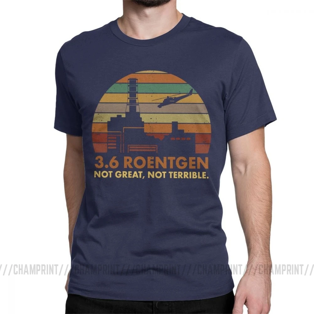 3,6 Мужская футболка с надписью «Roentgen Not Great Not horrible», топы для ТВ-шоу «Чернобыль», футболка с ядерным излучением, футболка для отдыха - Цвет: Тёмно-синий
