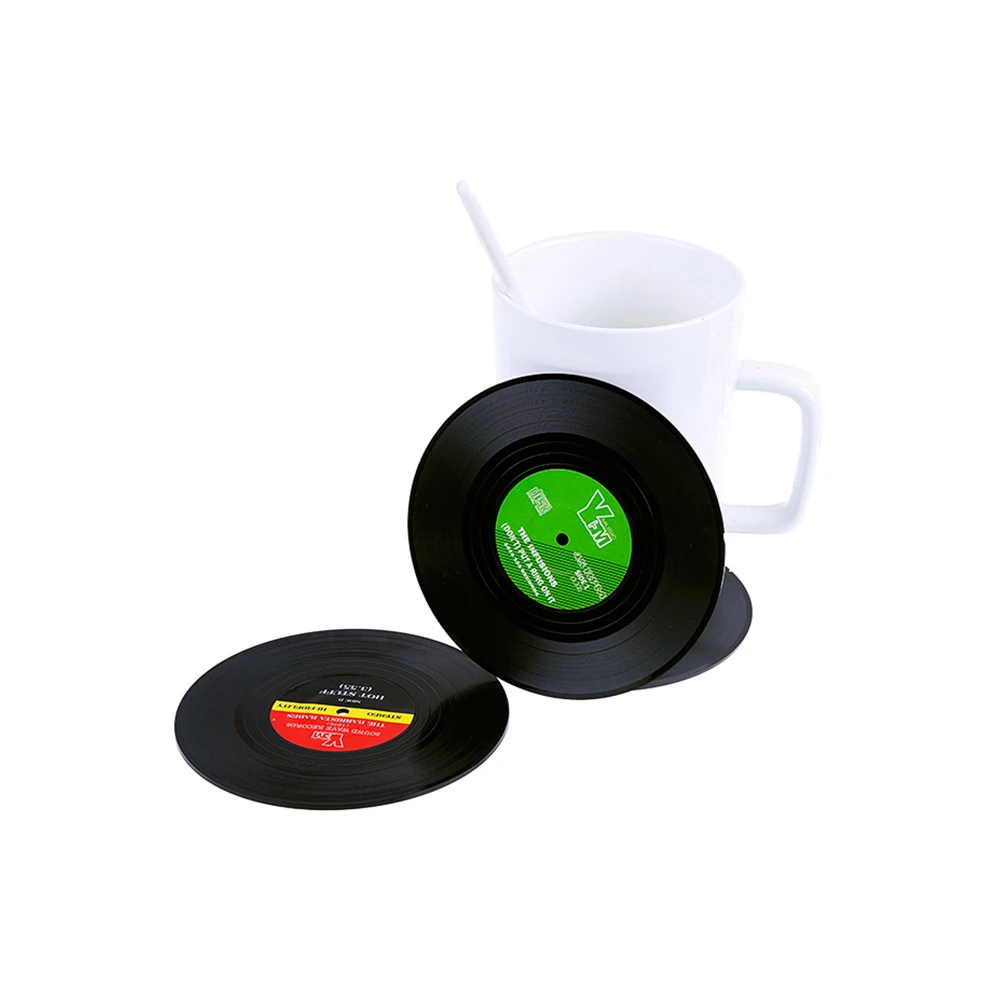 Guolilin винил круглый диск запись Coaster Pad Non-slip окружающую среду Пластик Термальность кружка с теплозащитным покрытием каботажное судно настольные подстилки