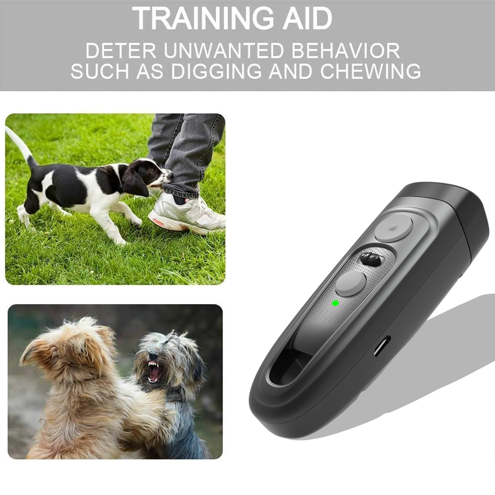 

Ультразвуковое устройство для дрессировки и предотвращения лая для собак 2 в 1, светодиодсветодиодный Репеллент для домашних животных, пере...