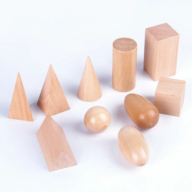 Деревянные Монтессори геометрические фигуры Твердые сборные блоки Набор