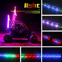 12v motorcycle lighted spiral led whip 2345ft antenna with flag 375 led flagpole lamp with remote control for jeep atv utv