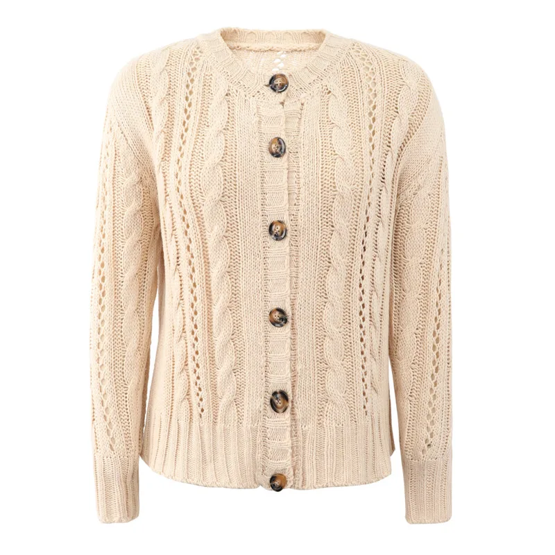 

Autumn Winter Cardigan For Women 2021 New Fashion Streetwear Knitted Sweaters Ladies Single Breasted White Knitwear Tops Coat