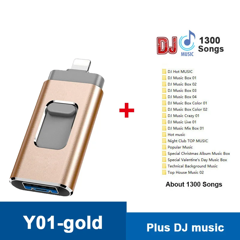 Y01 USB3.0-G-DJ 3 в 1 OTG USB флэш-накопитель USB 3,0 для iPhone/iPad/IOS/Android/PC 128 Гб 64 ГБ 32 ГБ 16 ГБ Флешка для huawei sony ФЛЕШКА мини флешки флешка гитара флешка мини - Цвет: Y01 USB3.0-G-DJ