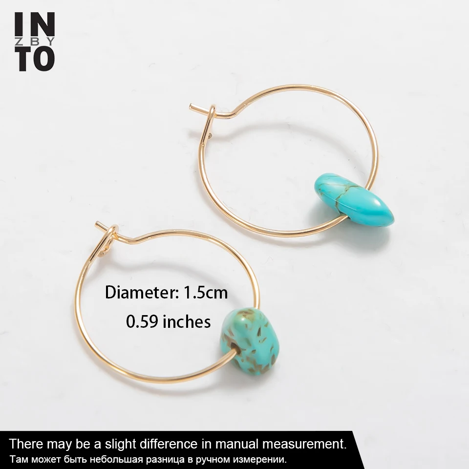 Небольшие серьги кольца из натурального камня женские комплект золотистых