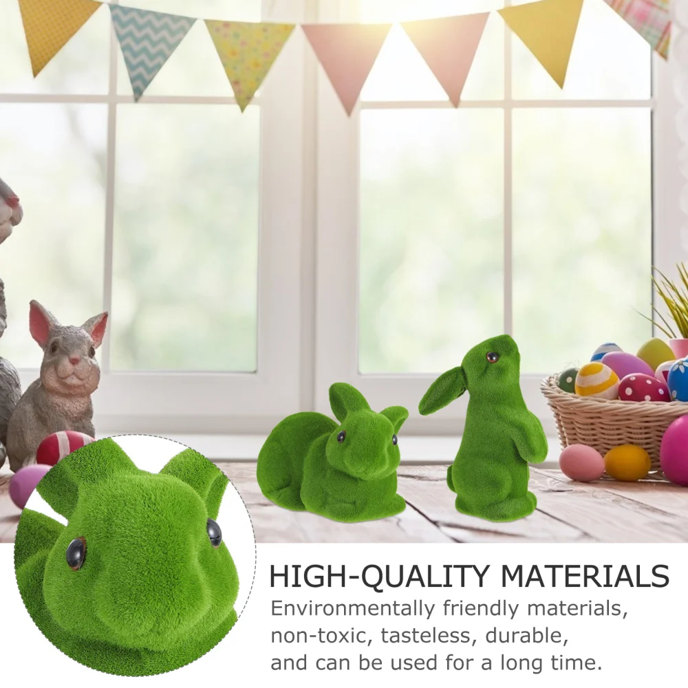 

2PCS Decorative Easter Flocked Rabbit Party Decoration Rabbit Flocked Bunny