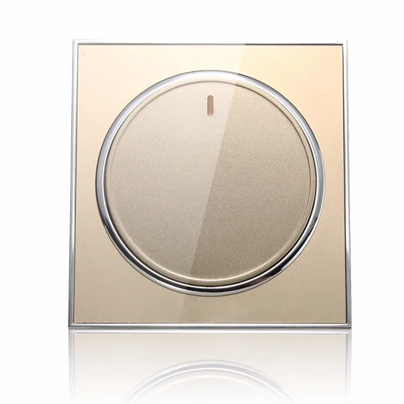 Gold Light Switch 1 Gang 1 Way Wall Acrylic Panel Light Lamp Switch Home Button Panel Control 250V 10A For Home Clubs White/Gold - Color: Gold