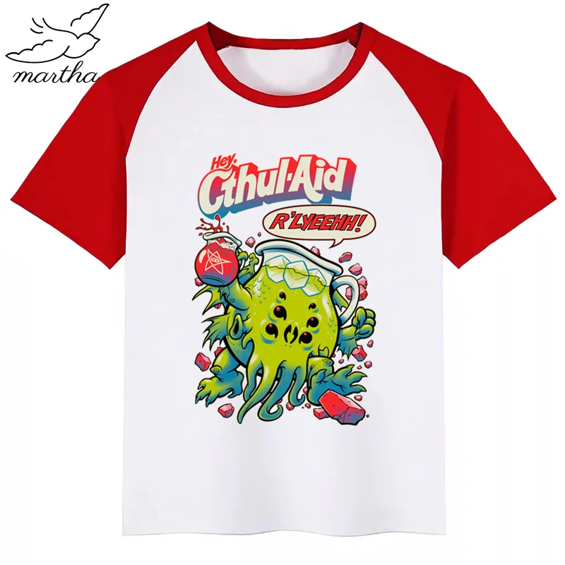 Детская футболка с Cthulhu принтом забавная мультипликационная кавай девочка Топ