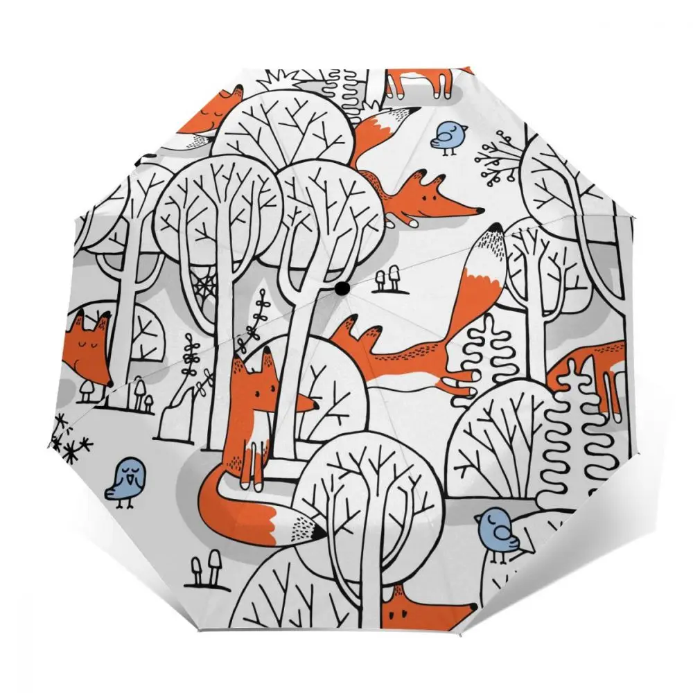 Защита от ветра полностью автоматический зонт с принтом лисьей морды прыжков в