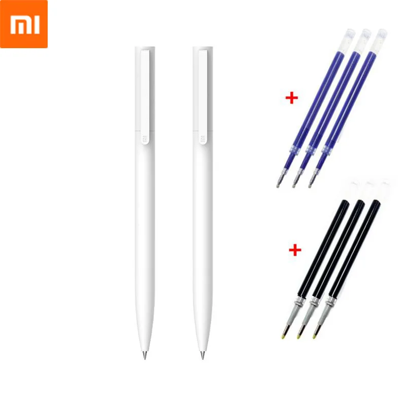 Original Xiaomi Mijia Gel Pen 9.5mm No Cap Bullet ballpoint pen Smooth Switzerland Refill Japan Black Blue Signing Mi Pens