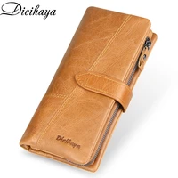 dicihaya luxury brand 100 genuine cowhide leather vintage wallet male wallet men long clutch bag with coin purse zipper pocket