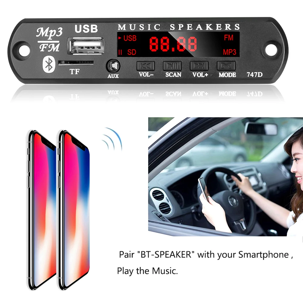 Kebidu беспроводной Bluetooth 9V-12V MP3 WMA декодер плата аудио модуль USB TF радио для