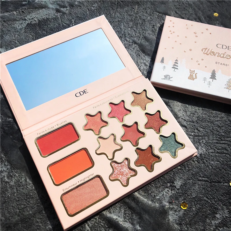 Палитра теней для век 12 цветов блестящие мерцающие матовые тени