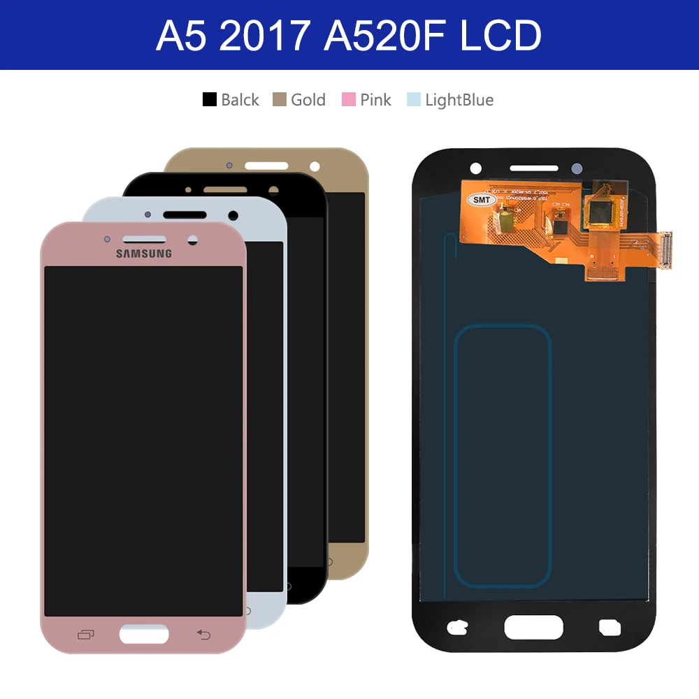 Оригинальный 5 дюймовый Super AMOLED ЖК дисплей для SAMSUNG Galaxy A5 2 A520F с сенсорным экраном и