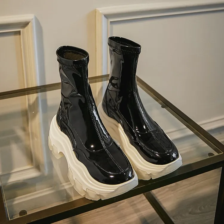 MLJUESE/женские ботильоны из коровьей кожи с круглым носком Зимние короткие