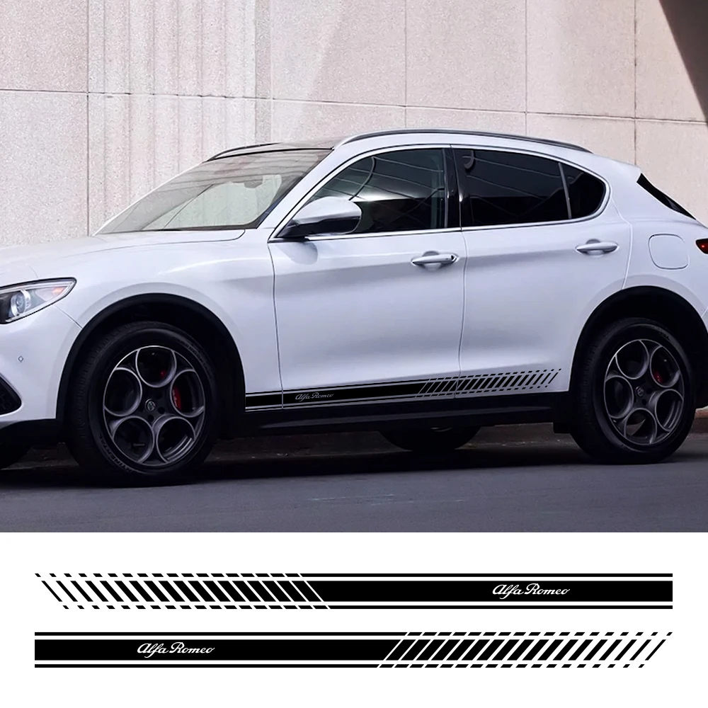 2 шт. стайлинга автомобилей боковой двери юбка виниловая полосатые наклейки для