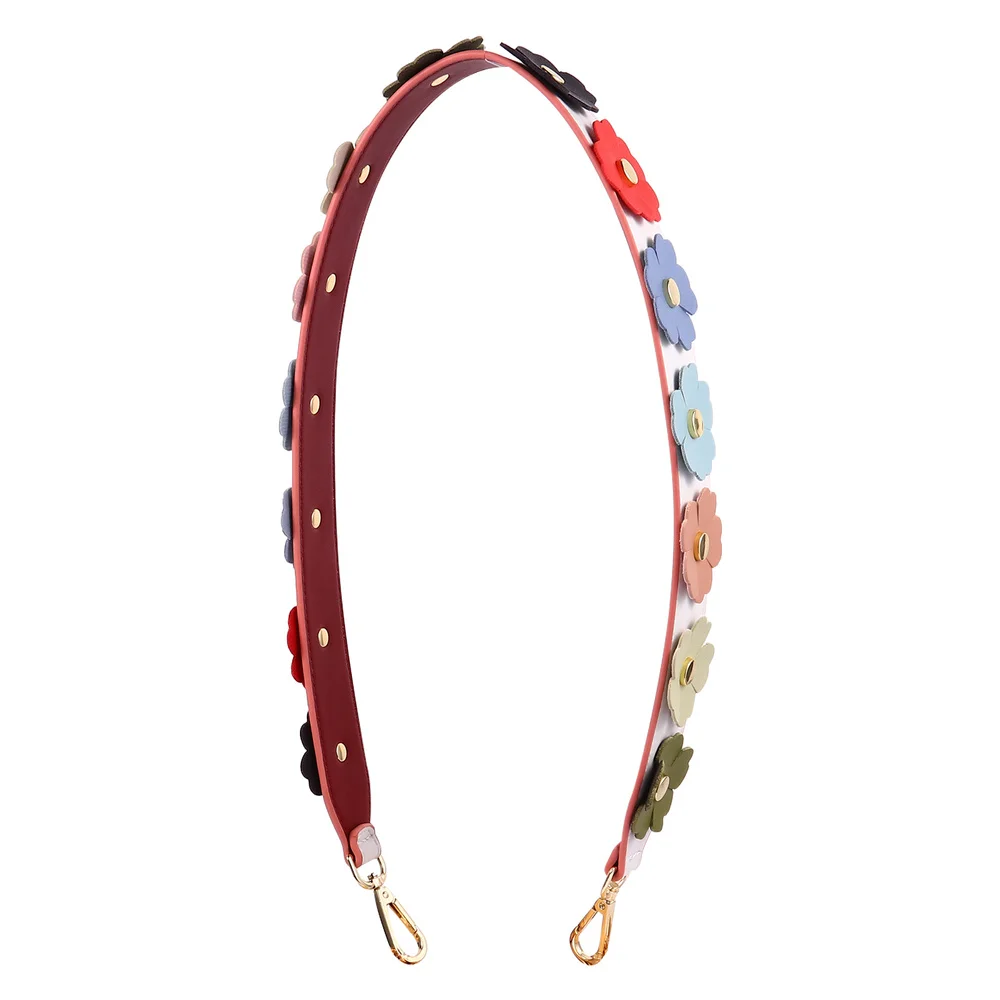 

Cowhide Leather Handbag Wide Handle Bag Flower Design Replacement Strap
