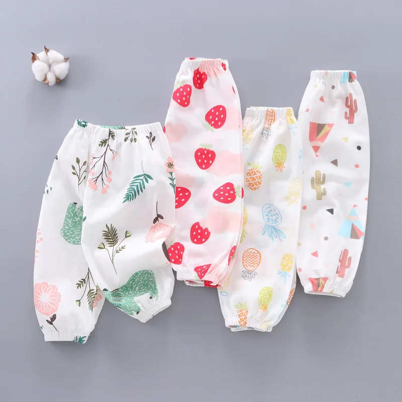 

Girl's Summer Pants Cartoon Print Trousers Cotton Kids Anti-mosquito Pants