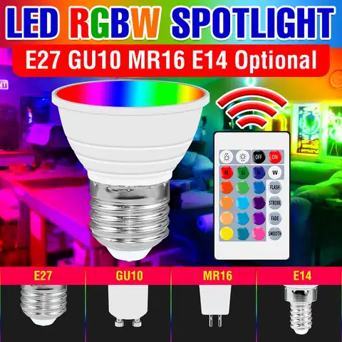 Светодиодная лампа M16 GU10 RGB E27, лампочки 220 В, светодиодная лампа E14, точесветильник светильник 15 Вт, волшебная лампа с ИК-пультом дистанционно...