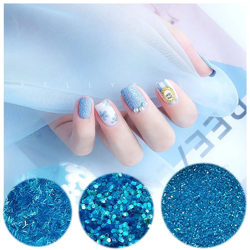 12 шт коробка блесящий порошок для ногтей DIY украшения Фиолетовый Синий