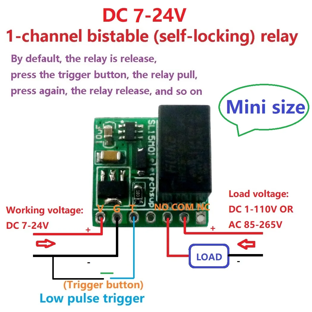 DC 12V 2A мини 1ch бистабильный и самоконтрящаяся релейный модуль флип-флоп задвижка