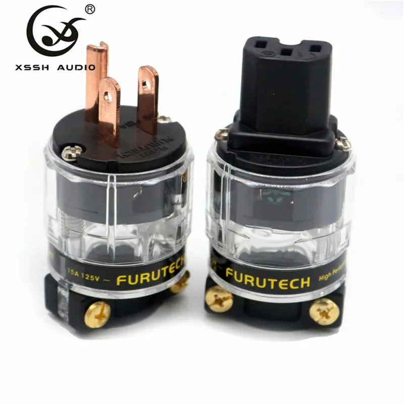 XSSH аудио Красный медный прозрачный Чехол DIY 15A 125V AC Power Электрический штекер