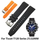 Ремешок силиконовый водонепроницаемый резиновый для часов Tissot T120 T055, браслет с иглой, черный оранжевый, 22 мм
