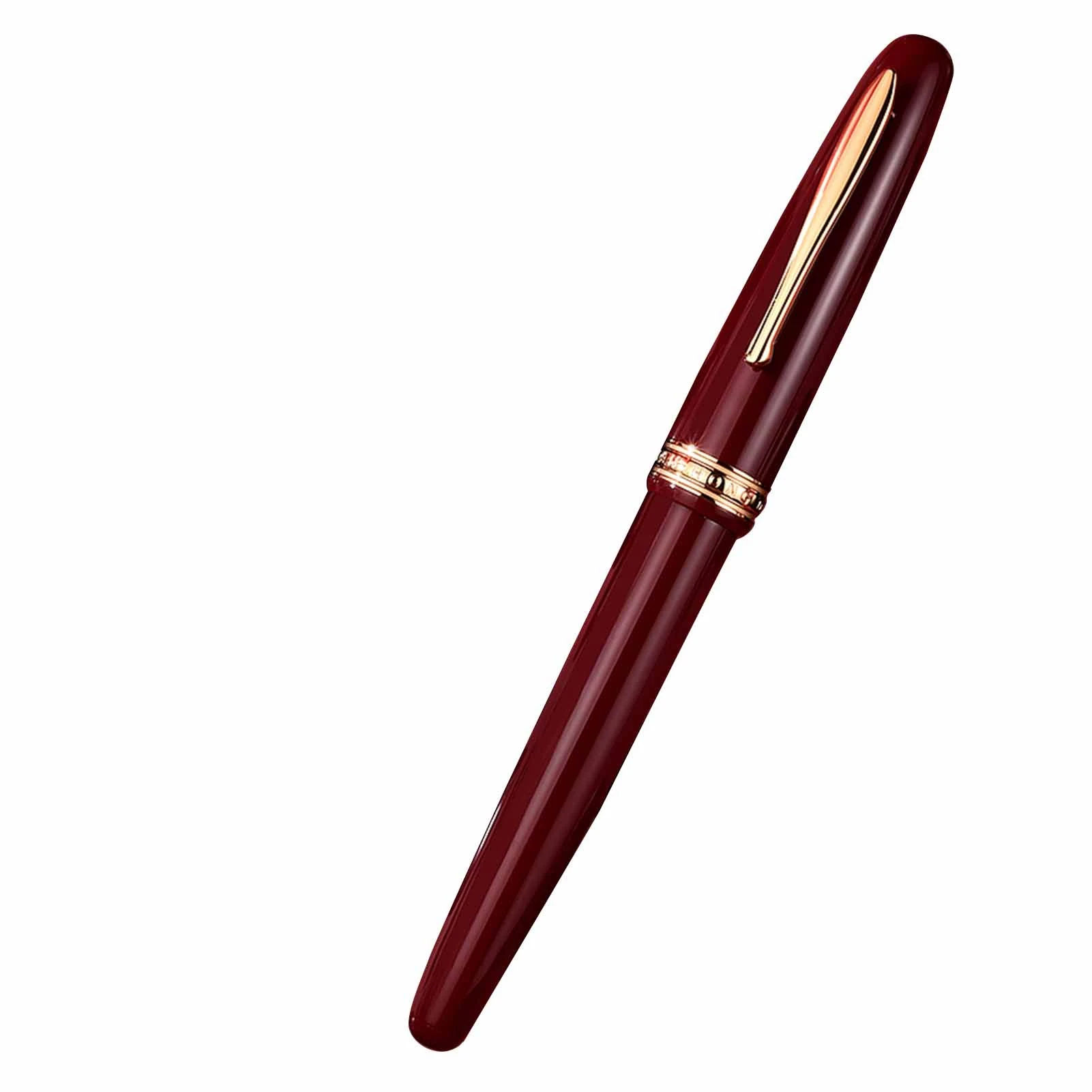 Hongdian-pluma estilogr&aacute;fica de resina 1841, iridio EF/F 14K oro EF/F rojo/Negro, pluma de regalo-5