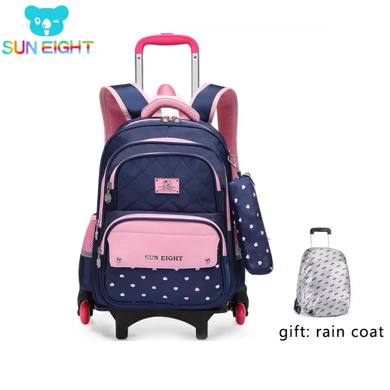 SUN EIGHT Cart For Kids Wheeled bags School Backpack Children Bags Luggage Gift High Quality