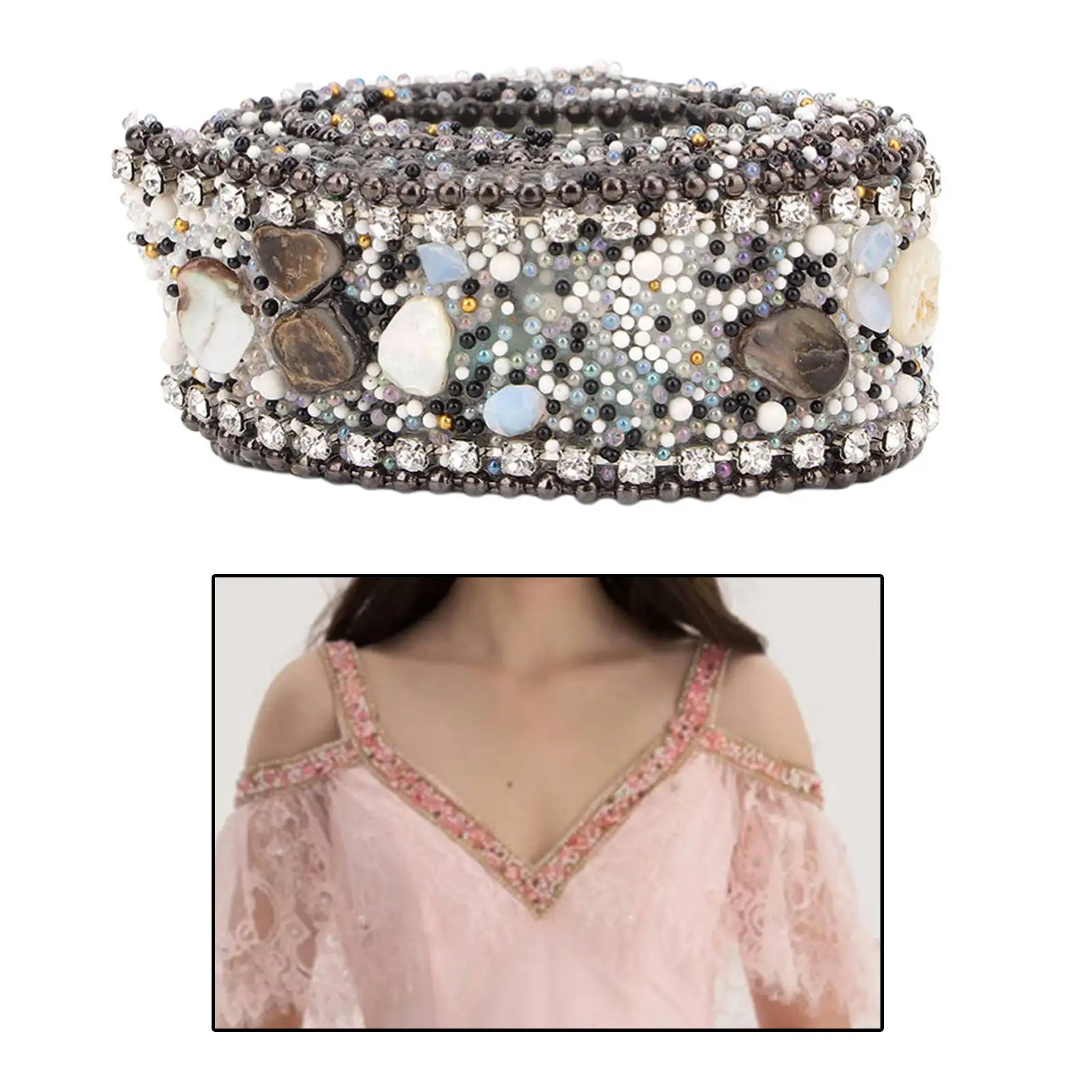 2 5 см красочные стразы гравий оболочка кружевная отделка для вязания Свадебная