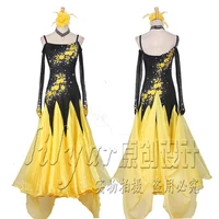 ballroom dance dress standard skirt competition dress costumes performing dress customize new arrival adult children yellow blac