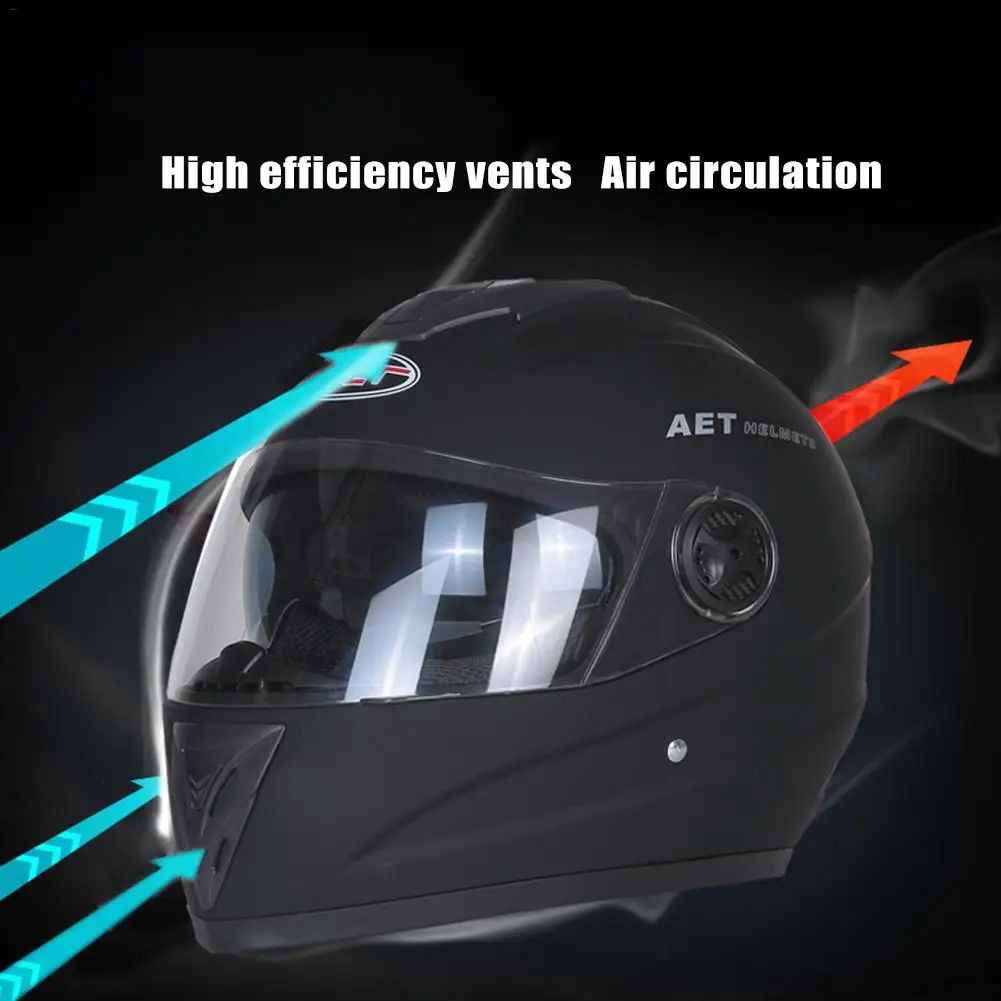 Полнолицевой шлем с двойными линзами мотоциклетный для мужчин и женщин