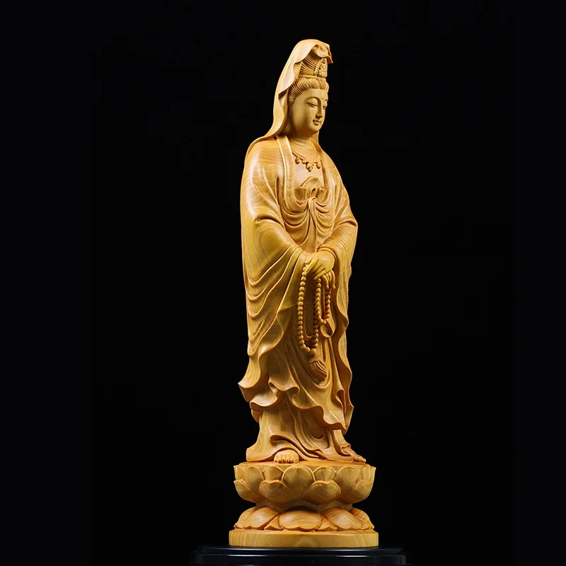 Фото 22cm Chinese solid wood Guanyin Buddha sculpture home decoration accessories car office supplies Buddha decoration crafts №4