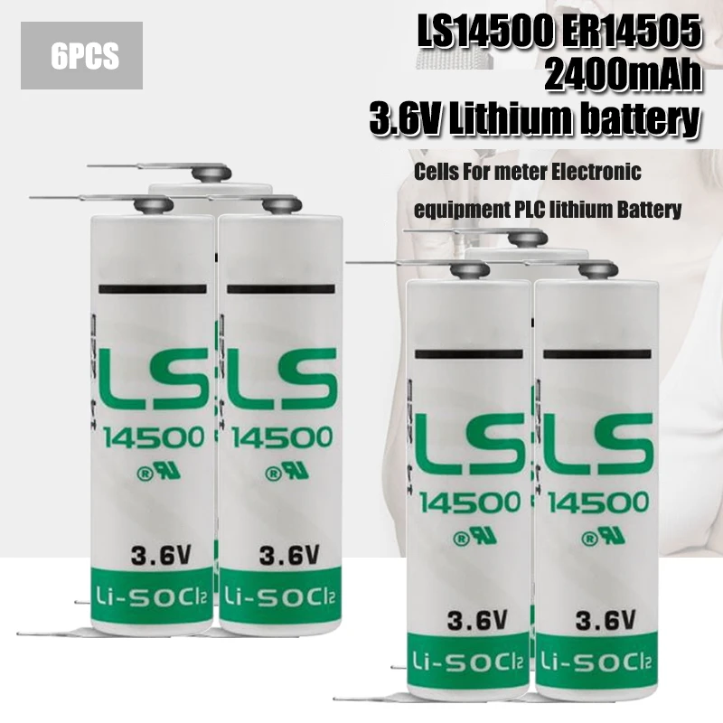 

6pcs/lot New Original SAFT LS14500 AA 3.6V 2600MAH Thionyl Chloride Industrial lithium battery plc batteries With Two Tabs